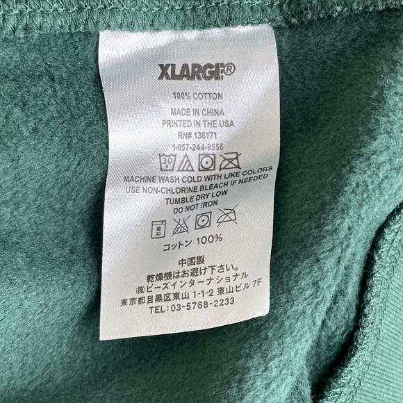 XLARGE Green Hoodie Sweatshirt NWOT Size XL and XXL - Picture 6 of 8